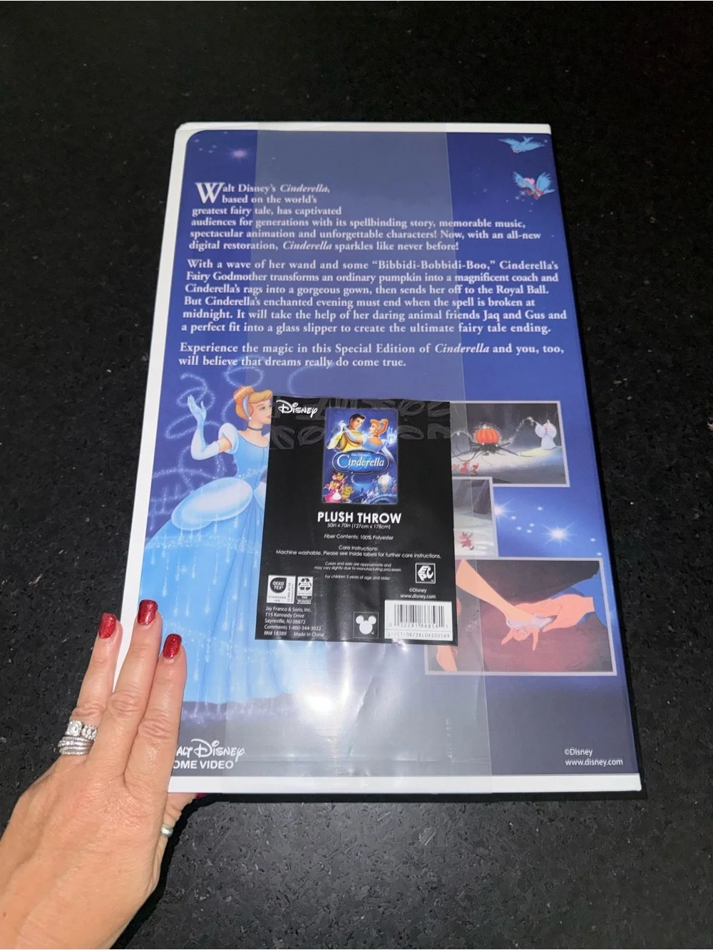 NEW SEALED Disney CINDERELLA VHS Boxed Silk Touch Throw Blanket 50×70
